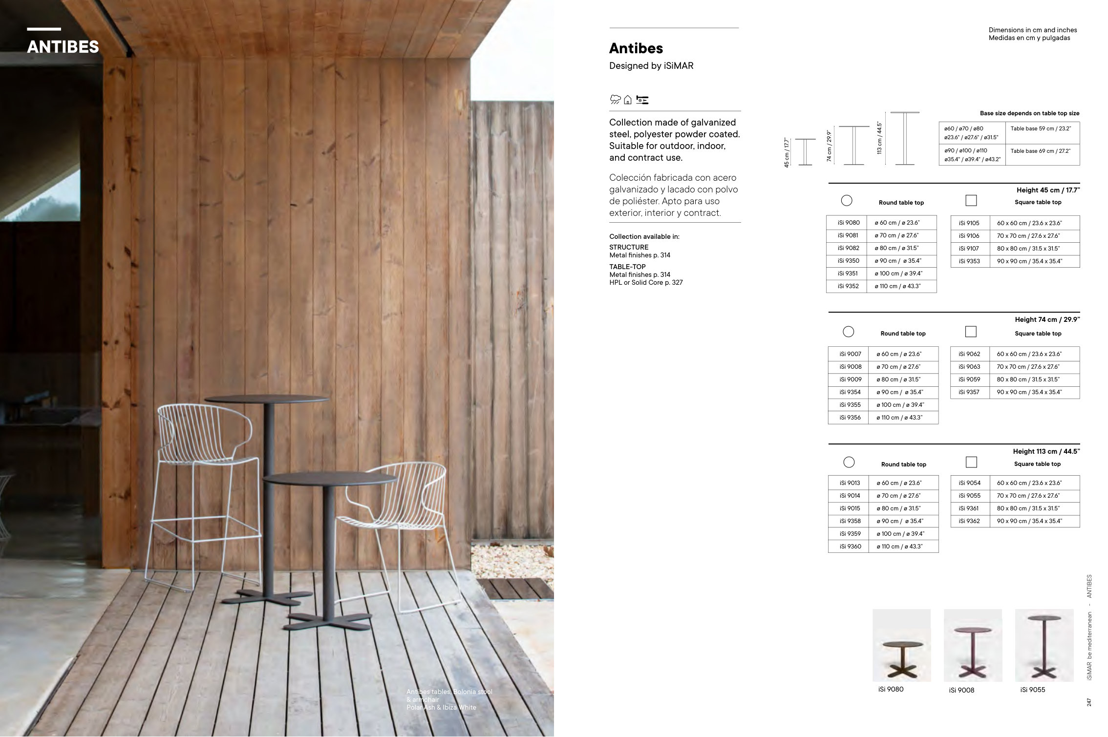 Antibes Ø80 H74 — as printed in iSiMAR — Catalogue 2026