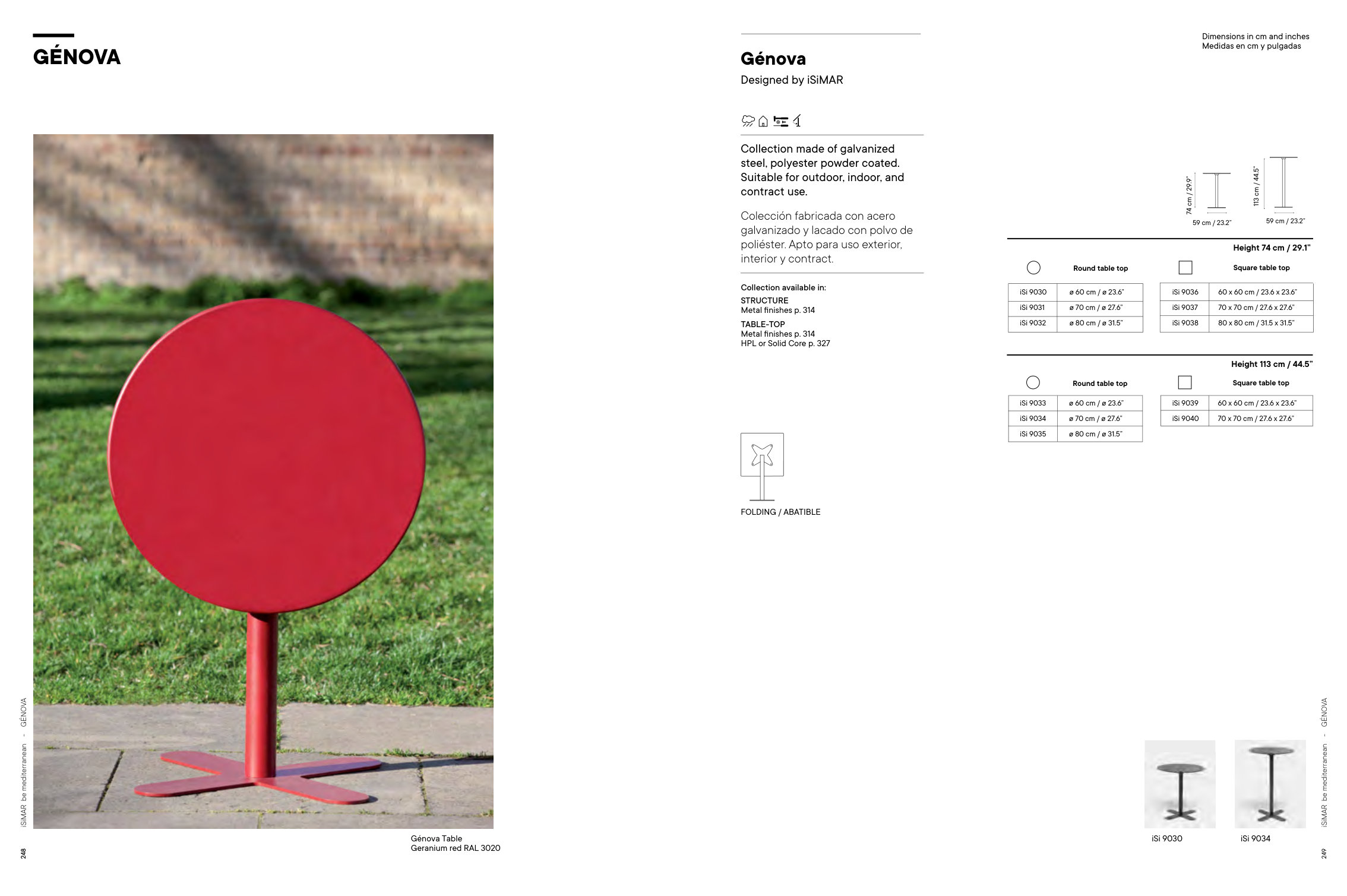 Génova Ø60 H74 — as printed in iSiMAR — Catalogue 2026