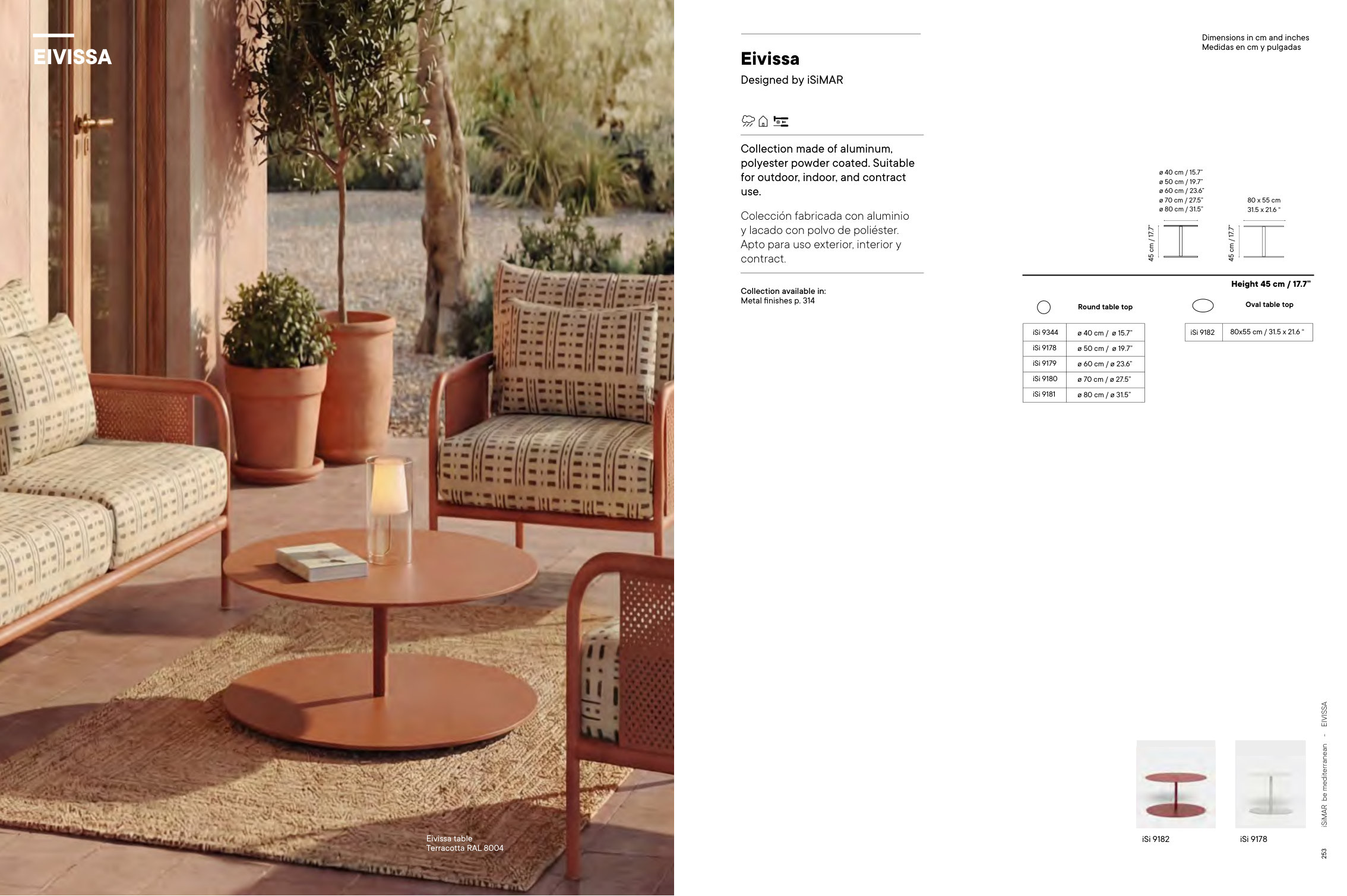 Eivissa Ø70 H45 — as printed in iSiMAR — Catalogue 2026