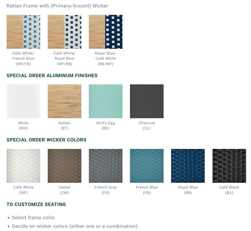 Cafe colour options — Kingsley Bate swatch sheet