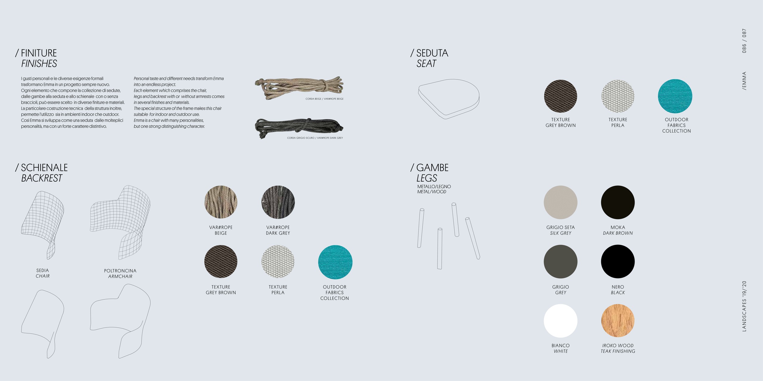 FINITURE / FINISHES — the EMMA matrix, Landscapes 2019