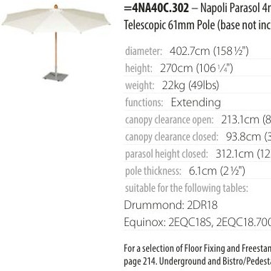 barlow-tyrie Napoli Parasol 4m Circular Canvas