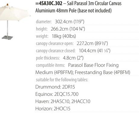 barlow-tyrie Sail Parasol 3m Circular Canvas